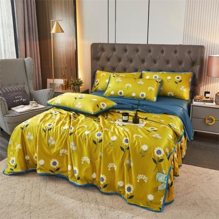 铠畅 2022新款天丝夏被四件套床裙 浪漫亮丽