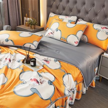 91家纺网 家纺一手货源 找家纺 铠畅 2022新款天丝夏被四件套床裙 阳光花苑