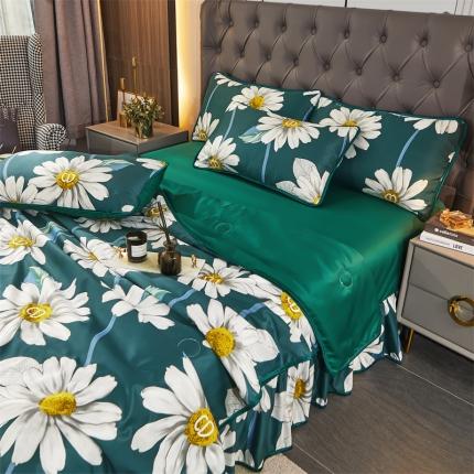 91家纺网 家纺一手货源 找家纺 铠畅 2022新款天丝夏被四件套床裙 优雅盛夏