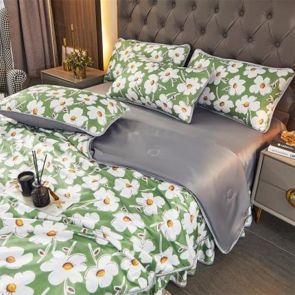 91家纺网 家纺一手货源 找家纺 铠畅 2022新款天丝夏被四件套床裙 清新初夏