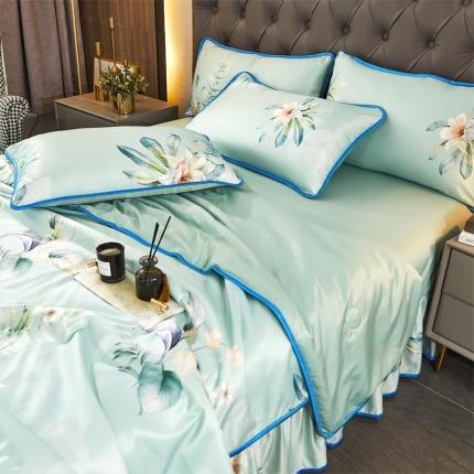 91家纺网 家纺一手货源 找家纺 铠畅 2022新款天丝夏被四件套床裙 半夏时光