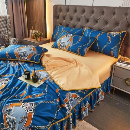 91家纺网 家纺一手货源 找家纺 铠畅 2022新款天丝夏被四件套床裙 成熟英伦