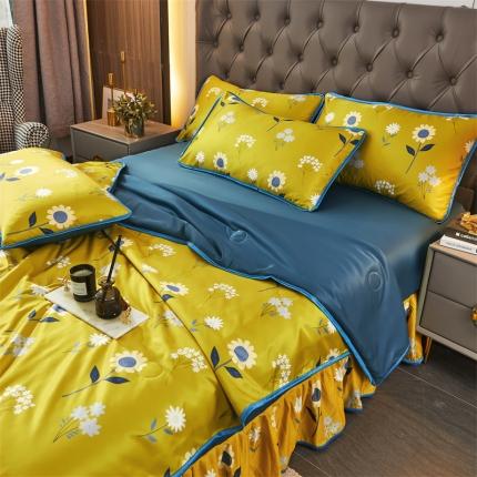 91家纺网 家纺一手货源 找家纺 铠畅 2022新款天丝夏被四件套床裙 浪漫亮丽