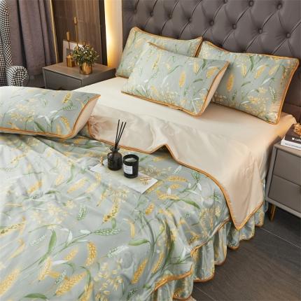 91家纺网 家纺一手货源 找家纺 铠畅 2022新款天丝夏被四件套床裙 美好生活