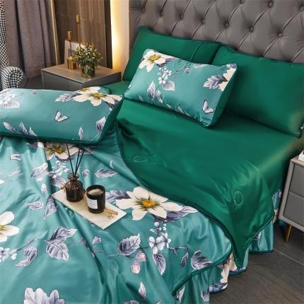 91家纺网 家纺一手货源 找家纺 铠畅 2022新款天丝夏被四件套床裙 爱意纷纷