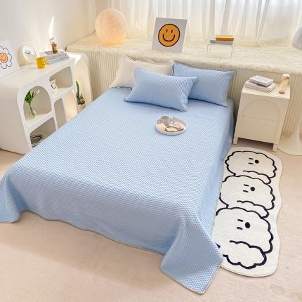 91家纺网 家纺一手货源 找家纺 桃子家居 2022新款A类3D魔法冰豆豆科技凉席三件套床单款 床单款-蓝