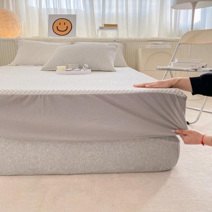 91家纺网 家纺一手货源 找家纺 桃子家居 2022新款A类3D魔法冰豆豆科技凉席三件套床笠款 床笠款-灰