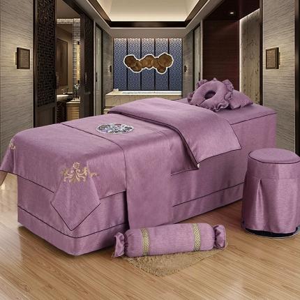 翠之婉 2022新款羊绒麻绣花美容床罩四件套 紫色