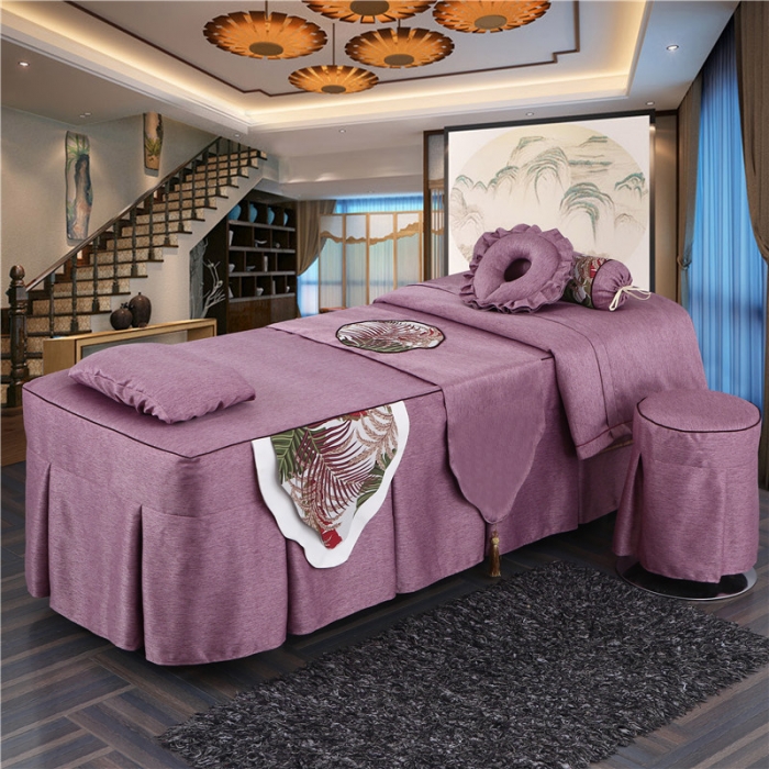 91家纺网 家纺一手货源 找家纺 翠之婉 2022新款北欧风尚美容床罩四件套 紫色