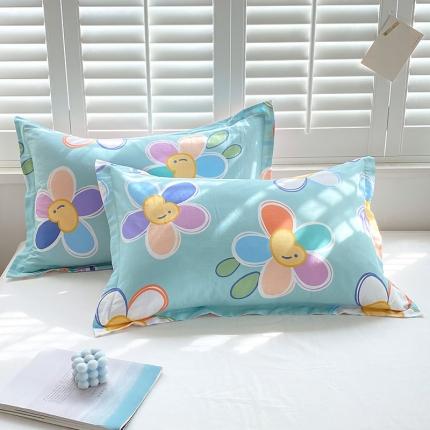 拾物记  2022新款A类12868全棉喷气印花系列单枕套 阳光花朵-绿