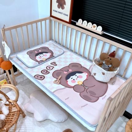 JUICY 橘滋家纺 2022新款婴幼儿A类凉席两件套 格子熊