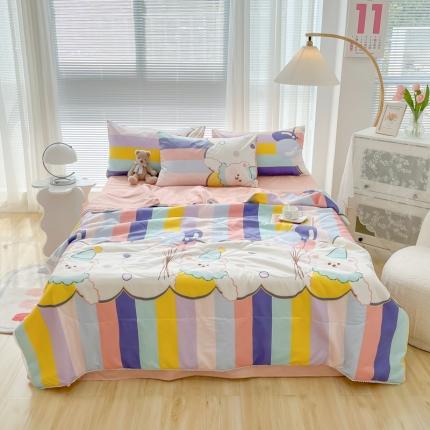 91家纺网 家纺一手货源 找家纺 （总）沐辰家居 2022新款亲肤水洗棉小清新小花边夏被