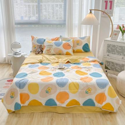 91家纺网 家纺一手货源 找家纺 沐辰家居 2022新款亲肤水洗棉小清新小花边夏被 享受时光