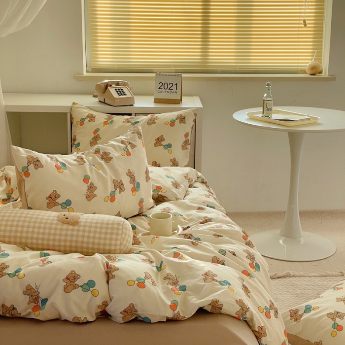 91家纺网 家纺一手货源 找家纺 （总）时年 2022新款13372喷气棉四件套-气球小熊