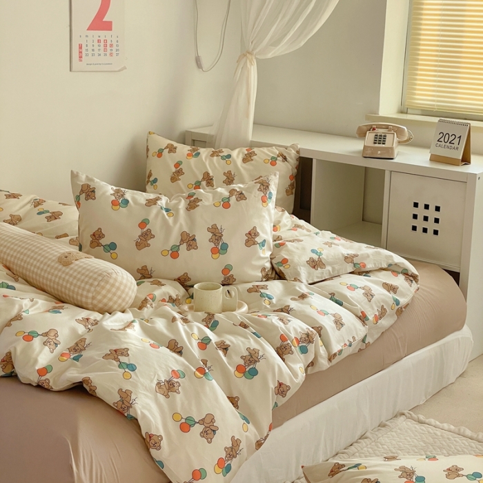 91家纺网 家纺一手货源 找家纺 （总）时年 2022新款13372喷气棉四件套-气球小熊