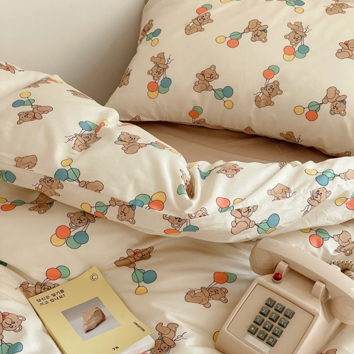 91家纺网 家纺一手货源 找家纺 （总）时年 2022新款13372喷气棉四件套-气球小熊