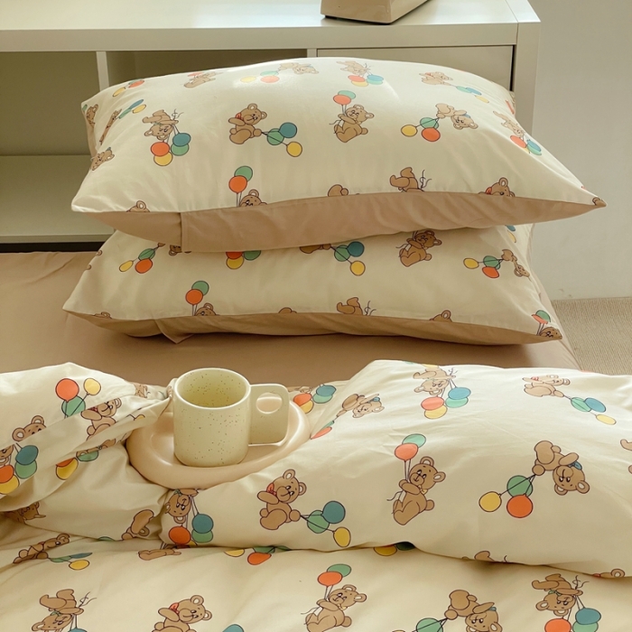 91家纺网 家纺一手货源 找家纺 （总）时年 2022新款13372喷气棉四件套-气球小熊