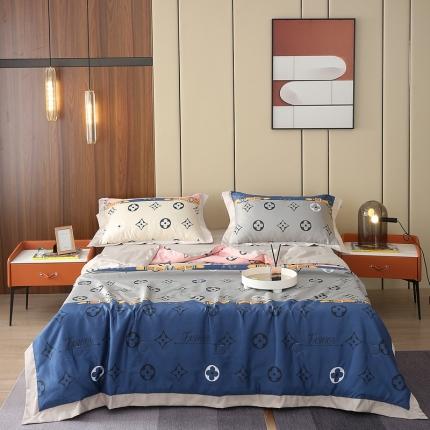 91家纺网 家纺一手货源 找家纺 佳轩 2025新款水洗天丝印花夏被四件套 欧式地带