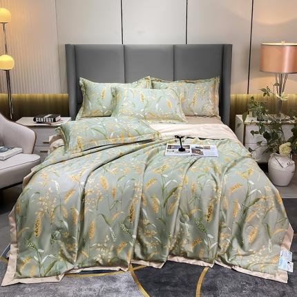 91家纺网 家纺一手货源 找家纺 铠畅 2022新款床单款夏被四件套 稻香