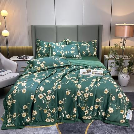 91家纺网 家纺一手货源 找家纺 铠畅 2022新款床单款夏被四件套 花海之季