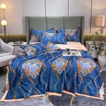 91家纺网 家纺一手货源 找家纺 铠畅 2022新款床单款夏被四件套 蓝色狂野