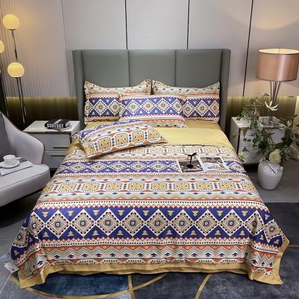 91家纺网 家纺一手货源 找家纺 铠畅 2022新款床单款夏被四件套 民族风尚