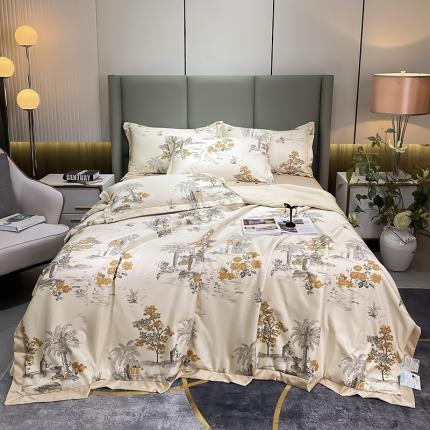 91家纺网 家纺一手货源 找家纺 铠畅 2022新款床单款夏被四件套 似水流年