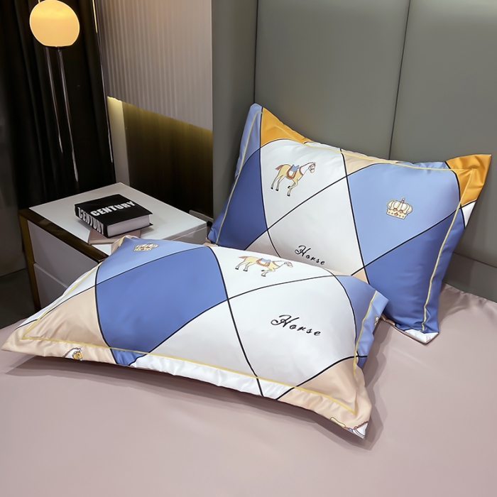 91家纺网 家纺一手货源 找家纺 铠畅 2022新款床单款夏被四件套 彩格骏马