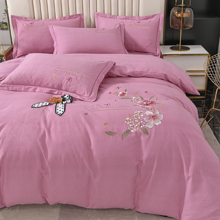 91家纺网 家纺一手货源 找家纺 (总) 优姿家纺 2022新款全棉磨毛绣花四件套