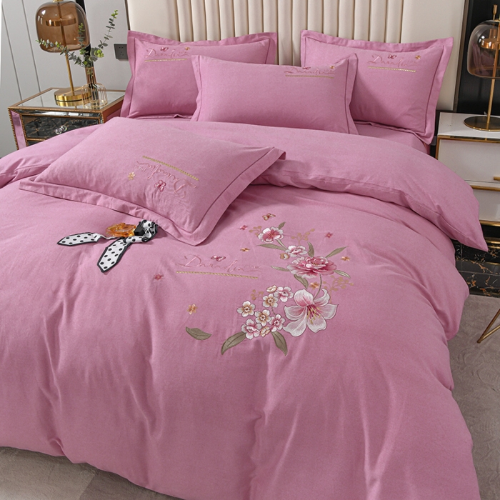 91家纺网 家纺一手货源 找家纺 (总) 优姿家纺 2022新款全棉磨毛绣花四件套