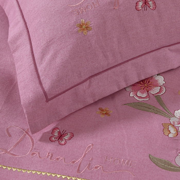 91家纺网 家纺一手货源 找家纺 优姿家纺 2022新款全棉磨毛绣花四件套 香水百合-粉红