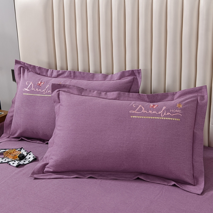 91家纺网 家纺一手货源 找家纺 优姿家纺 2022新款全棉磨毛绣花四件套 香水百合-红豆沙