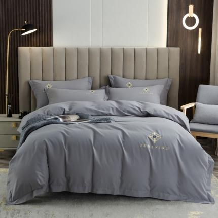 91家纺网 家纺一手货源 找家纺 优姿 2022新款100S长绒棉宽边绣花四件套爱之永恒-灰色