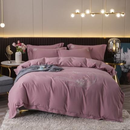 91家纺网 家纺一手货源 找家纺 (总) 优姿家纺 2022新款100S长绒棉宽边绣花四件套