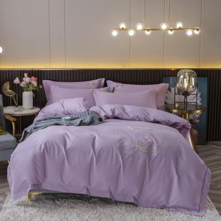 91家纺网 家纺一手货源 找家纺 (总) 优姿家纺 2022新款100S长绒棉宽边绣花四件套