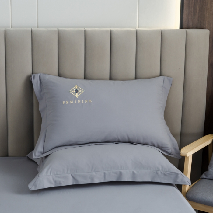 91家纺网 家纺一手货源 找家纺 优姿 2022新款100S长绒棉宽边绣花四件套爱之永恒-灰色