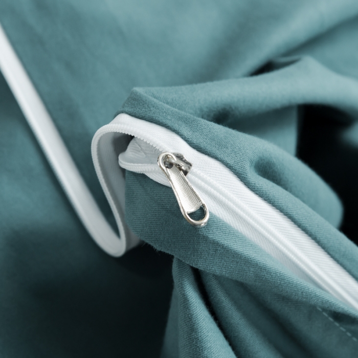 91家纺网 家纺一手货源 找家纺 优姿 2022新款100S长绒棉宽边绣花四件套爱之永恒孔雀蓝