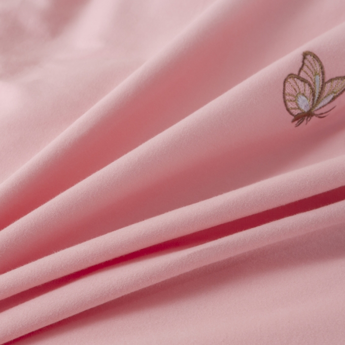 91家纺网 家纺一手货源 找家纺 优姿家纺2022新款100S长绒棉宽边绣花四件套蝶恋花-粉色