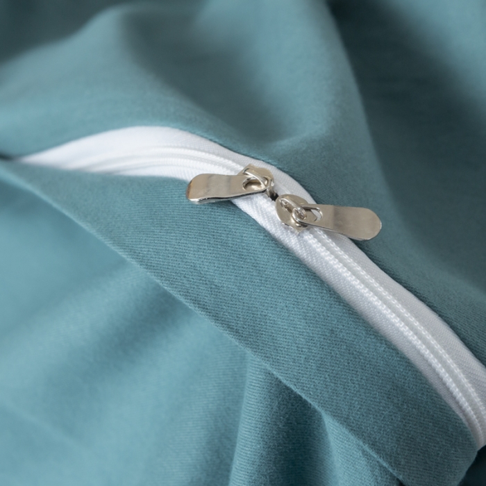 91家纺网 家纺一手货源 找家纺 优姿2022新款100S长绒棉宽边绣花四件套 蝶恋花-孔雀蓝