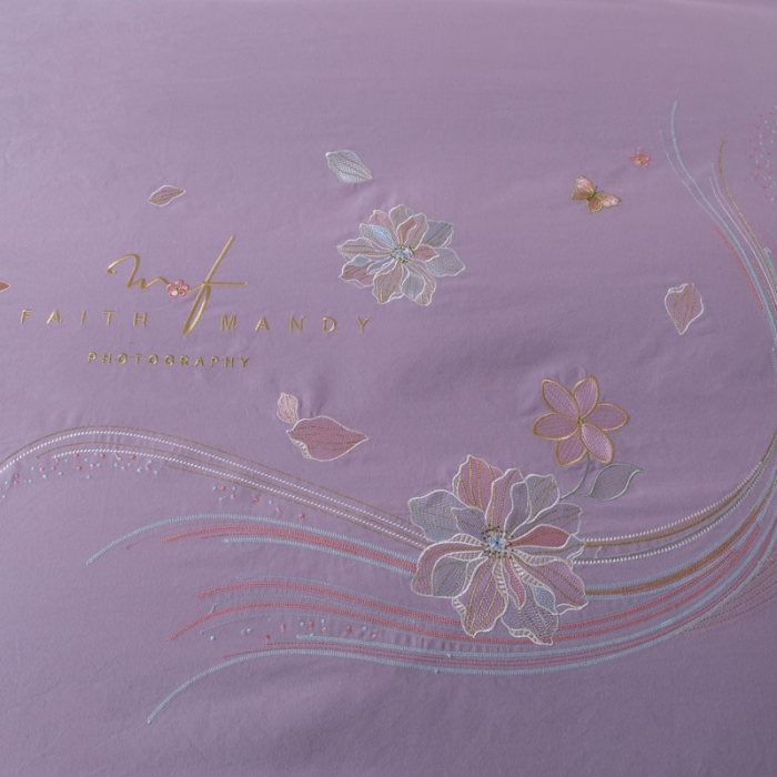 91家纺网 家纺一手货源 找家纺 优姿2022新款100S长绒棉宽边绣花四件套 似锦年华-紫色