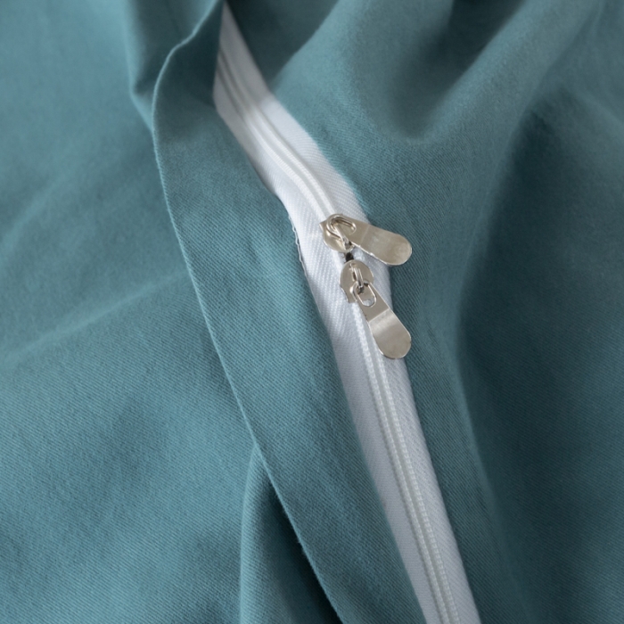 91家纺网 家纺一手货源 找家纺 优姿2022新款100S长绒棉宽边绣花四件套一路有你-孔雀蓝