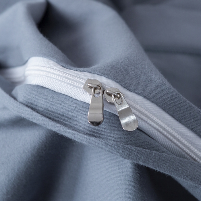 91家纺网 家纺一手货源 找家纺 优姿2022新款100S长绒棉宽边绣花四件套 一路有你-蓝灰