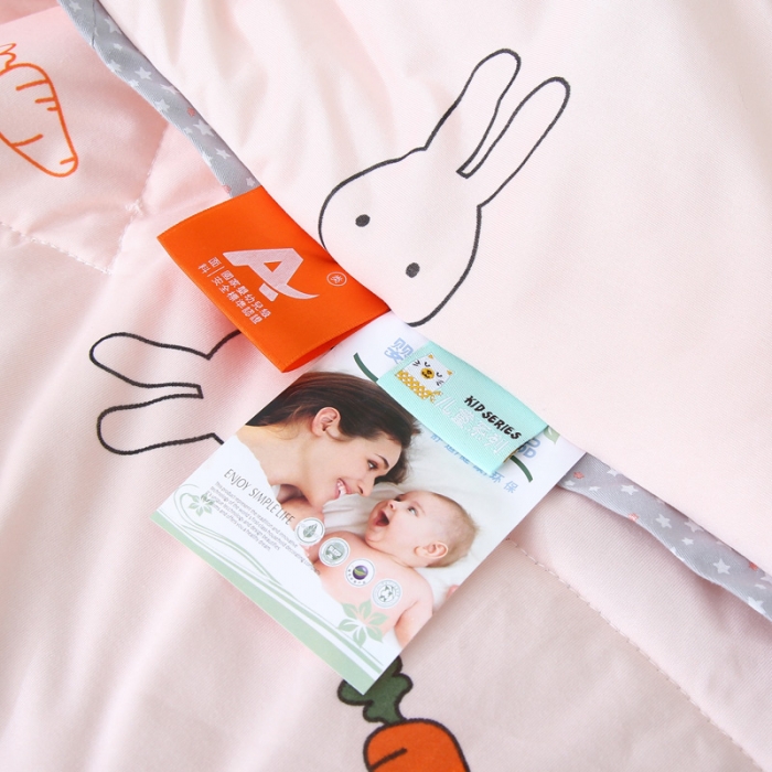 91家纺网 家纺一手货源 找家纺 喜多兔 2022新款针织棉幼儿园夏凉空调被 小兔子贝贝同学