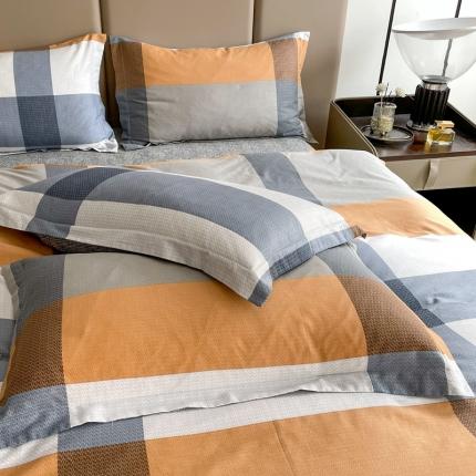 91家纺网 家纺一手货源 找家纺 金鑫汇 2022新款全棉印花条格系列单枕套一对 德尔惠