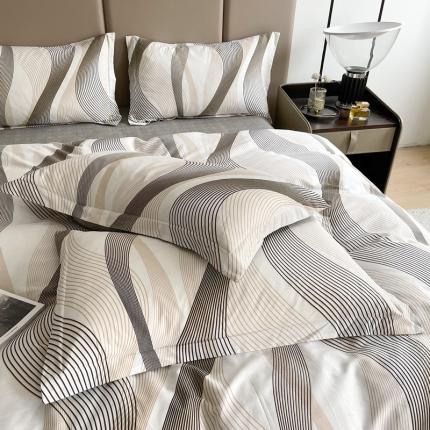 91家纺网 家纺一手货源 找家纺 金鑫汇 2022新款全棉印花条格系列单枕套一对 流金岁月