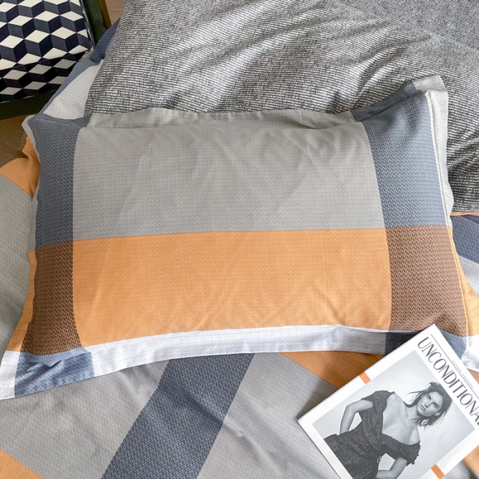 91家纺网 家纺一手货源 找家纺 金鑫汇 2022新款全棉印花条格系列单枕套一对 德尔惠