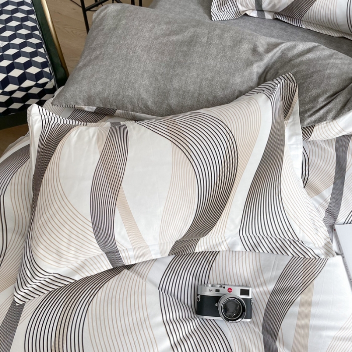 91家纺网 家纺一手货源 找家纺 金鑫汇 2022新款全棉印花条格系列单枕套一对 流金岁月