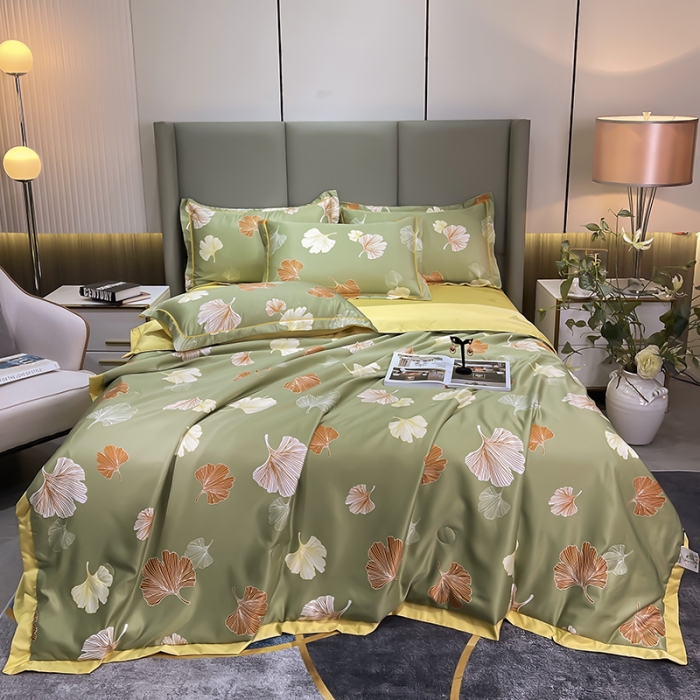 91家纺网 家纺一手货源 找家纺 总 铠畅2022新款水洗天丝夏被四件套床单水洗真丝冰丝夏凉被