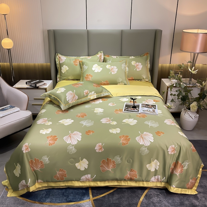 91家纺网 家纺一手货源 找家纺 总 铠畅2022新款水洗天丝夏被四件套床单水洗真丝冰丝夏凉被