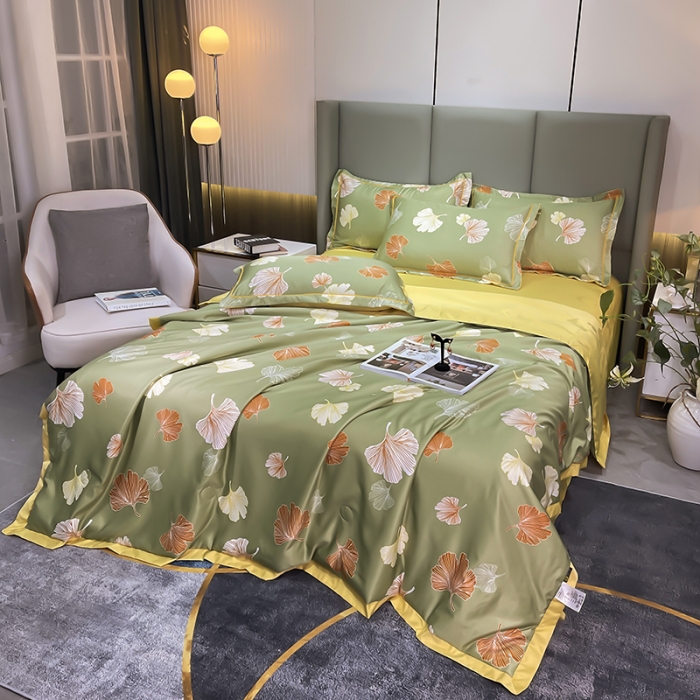 91家纺网 家纺一手货源 找家纺 总 铠畅2022新款水洗天丝夏被四件套床单水洗真丝冰丝夏凉被